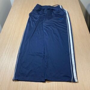 Nike Basketball Navy Blue Track Pants Mens Large White Side Stripe Zipper Hem